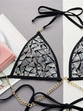 New Bling Sequins Halter Metal Chains Bikini Women Swimwear Female Swimsuit Two-pieces Bikini set Bather Bathing Suit Swim K4865
