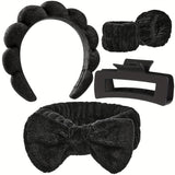 5pcs Spa Headband & Wristband Set with Claw Clips | Cute Makeup & Skincare Accessories for Women & Teens