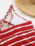 2026 Strappy Tankini Set Two Pieces Swimsuit Women Striped Swimwear Female Bathers Bathing Swimming Swim Suit Beachwear XXL