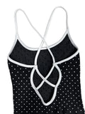 Sexy Black Polka Dot Print Patchwork Yoga Jumpsuit Women Sleeveless Hollow Out Backless Cross Fitness Sports One Piece Suits