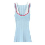 Women's Fashion Internet Celebrity V-Neck Sexy Fake Two-Piece Knitted Vest Top For Woman Pure Desire Casual Elegant U3C0
