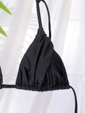 Miyouj Glitter Fabric Bikinis 2026 Sexy Bikini Set Folds Swimsuit Female Halter Bathing Suit Women Swimwear New Beachwear