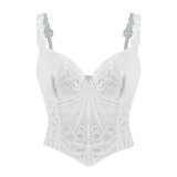 Sexy Lace Underwire Diamond Fishbone Crop Top Hot Girl Slim Fit Tank Top Women Top Deep V Suspenders Sleeveless Fashion J5O9