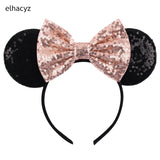 2025 Chic Disney Embroidery Sequin Minnie Ears Headband DOT Bow Hairband Girls Women Party Head Wear Kids DIY Hair Accessories