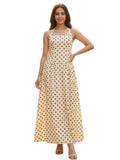 Women's Summer Halter Neck Long Dress Dot Print Sleeveless Backless A Line Dresses for Beach Party
