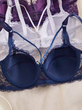 3Pcs Sexy Lace Women's Bra Crisscross Straps Underwire Push-Up Bralette Thin Soft Fashion Lingerie