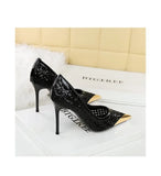 BIGTREE 2026 Fashion Metal Decoration Mesh Hollow Pointed Toe Woman Pumps Thin Heels Party Ladies Shoes Zapatillas De Mujer