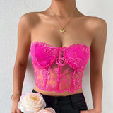Phantasy Sexy Lace See through Crop Top Women Fashion Floral Embroidery Black Tank Top Night club Dress up 2026 Summer Outfit