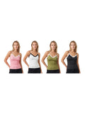 Women Summer Lace Trim Camisoles Sexy Dot Print Slim Fit V Neck Spaghetti Strap Tops