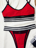 DEKA Women Red Bikini Matching Micro Swimsuits Women Striped Print High Waisted Sexy Push Up Two Piece Bathing Suits