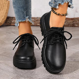 British Style Platform Oxford Shoes for Women Fashion Lace Up Thick Bottom Pu Leather Shoes Wman Plus Size 42 Office Work Shoes
