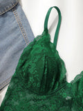 European and American green lace lingerie camisole vest women's gathering bra sexy breathable thin women's braissere MR2641