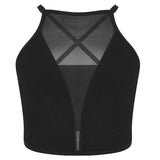 New Sexy Mesh Camisole Crop Top Corset Ribbed Backless Underwear Hot Fashion Women Casual BrassiereTank Top Bralette Lingerie