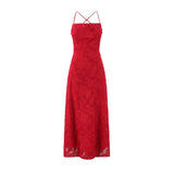 New Style Sexy Slim-fit High-waisted Dress With Back Straps Jacquard Over-the-knee Long Dress For Women Pure Desire Dress AWPU
