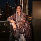 Modest Abaya Printed Open Abaya Lightweight Long Sleeve Abaya Two Piece Headscarf Kaftan Dubai Muslim Set Women Hijab Gown
