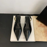 Summer Pointed Toe Women Sandals Fashion Singbacks Mules Shoes Ladies Elegant Low Heel Stripper Party Sandalias 2025