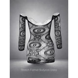 Women Sheer Mesh Long Sleeve Beach Cover Up, Sexy See-Through Fishnet Dress, Solid Bodycon  For Summer Beach Party
