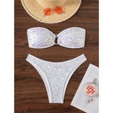 Sequins Shiny Bling Bandeau Bikini Female Swimsuit Women Swimwear Two-pieces Bikini set Brazilian Bather Bathing Suit Swim K7311
