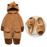 Adult Capybara Robes Onesies Pajamas Cartoon Pyjama Animal Kigurumi Slipper Halloween Cosplay Costumes Warm Sleepwear Jumpsuit