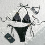 Sexy White Yellow Micro Bikini 2026 Women Metal Flower Push Up Bra Bandage Triangle Swimsuit Beach Bathing Suit Holiday Swimwear