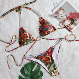 2 Colors Sexy Bikini Women Luxe Rhinestones Chain Swimwear Swimsuit Halter Bikinis Set Beach Bathing Suit Female Banadores Mujer