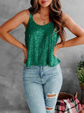 2026 Summer Fashion Women's Tanks Sexy Sequins Camisole Lady Casual Sliver Women's Strap Top Night club Streetwear Y2K Dress up