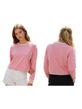 Spring Autumn Casual Loose Tops for Women Long Sleeve Round Neck Loose Fit Striped Print T-shirts