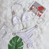2 Colors Sexy Bikini Women Luxury Crystal Diamond Shining Fabric Swimwear Swimsuit Bikinis Set Bathing Suit Beach Bikini Female