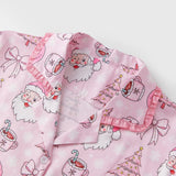 Women's Christmas Pajama Set Featuring Festive Santa Tree and Bow Prints 2 Piece Lounge Nightwear Sleepwear