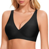 Women's Deep V Seamless Wire-Free Bra Plus Size Solid Color 3/4 Cup Thin Bra Comfortable Push-up Bra Underwear