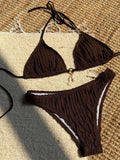 Sexy Wrinkled Halter Brazilian Bikini Women Swimwear Female Swimsuit Two-pieces Bikini Set High Cut Bathing Suit Swim Beach Wear