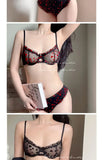 Everyday French Lace Bra Set Wireless Small Bust Support Anti Sagging Lightly Lined Comfort Sexy S-XL MOYISU Sexy Panty Tushy AB