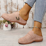 Closed Toe Med Heels Slippers Women Fashion Buckle Wedge Heel Sandals Woman 2025 Summer Lightweight Casual Non-Slip Beach Shoes