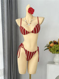 2026 New Striped Bikini Women Swimwear Female Swimsuit High Cut Leg Padded Bather Bathing Suit Swim Two-pieces Bikini set K8071