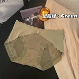 WOMEN Lace underwear, seamless, comfortable, high-elastic, hip-covering briefs, breathable mulberry silk, antibacterial crotch