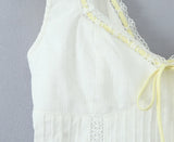 White Lace Dress Summer Women's Dress Bowknot Back Tie Up Short Beach Vestidos Female Sleeveless Mini Casual Cotton Dress 2025