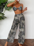 3 Pieces Strappy Bikini 2026 Women Printed Swimsuit Sexy Swimwear Female With Beach Pants Bathers Bathing Swimming Swim Suit