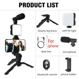AY49 Smartphone Vlogging Kit With Tripod Phone Holder Mini Microphone LED Fill Light Starter For TikTok Live Stream Video YouTub
