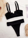 2026 Sexy Bikini Women V-neck Bowknot High Waist Black Swimwear Swimsuit Bikinis Set Bathing Suit Bikini Female Push Up Biquinis