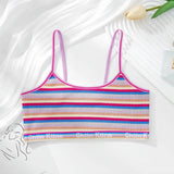 Women Non-wire Bras Female Cotton Bra Tops Striped Crop Top Small Breast Breathable Push Up Bra Comfort Girl Underwear