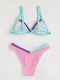 ZTVitality Contrast Binding Triangle Women's Swimsuit High Cut Sexy Bikini 2022 New Arrival Biquini Padded Bra Push Up Swimwear