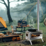 Wood Burning Portable Tent Stove With 6 Stainless Chimney Pipes