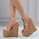 Sexy Summer Outdoor Slipper Slides Sandals Women Retro Super High Heels Sandals Grain Platform Sandals Wedges Shoes Mules