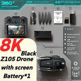 Lenovo Z105 8K Dual Camera Drone Brushless Motor Optical Flow Positioning with 4.3'' Screen Remote Control 15min LongFlight Time