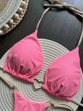 Metal Heart-shaped Halter Brazilian Bikini Female Swimsuit Women Thong Swimwear Two-pieces Bikini Set Bather Bathing Suit Swim