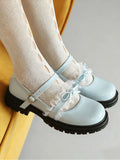 2026 Plus size 47 Sweet Blue Lace Ruffles Mary Janes Shoes Women Gothic Black Bow Knot Cute Lolita Cosplay Flats Casual Shoes