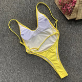 DEKA Solid Deep V One Piece Swimsuit Brazilian Mini Bikini Women High Cut Thong Backless Swimwear Female Bathing Suit Monokini