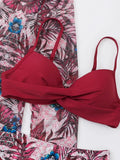 3 Pieces Push Up Bikinis 2026 Women With Kimono Beach Printed Swimsuit Sexy Swimwear Female Bathers Bathing Swimming Swim Suit