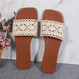 Summer Lace Women Slippers Elegant Hollow-out Ladies Fashion Causal Slip-on Shoes Outdoor Versatile Women Open-toe Flat Slippers