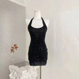2026 Spring New Sexy Shinestone Halter Neck Backless Slim Fit Waist-Cinching Bodycon Dress Pure Desire Charming Pure Desire FJZ8